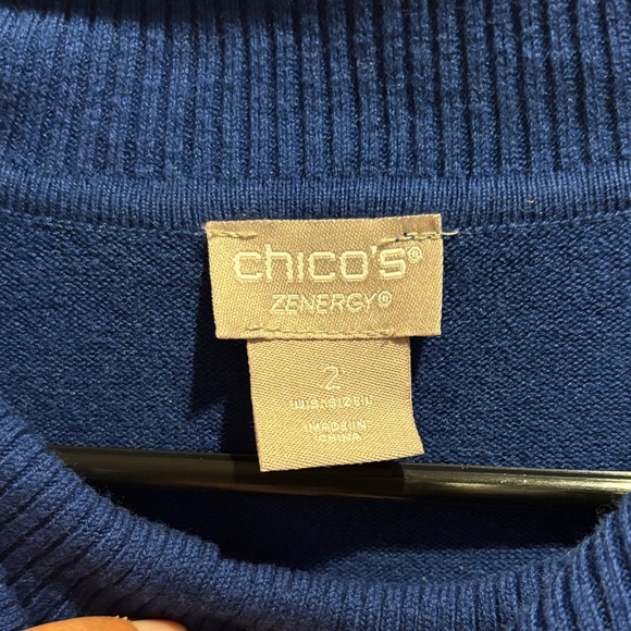 Chico's Royal Blue Cowl Neck Sweater with Button Accents - Picture 2 of 8